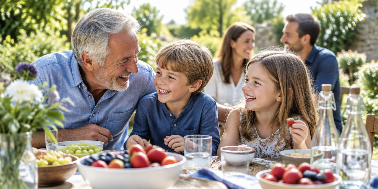 A family sharing a summer meal together